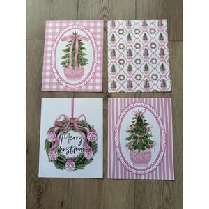 Wall Art Decor Set of 4, Grandmillennial Christmas Plaid Poster Prints 8x10